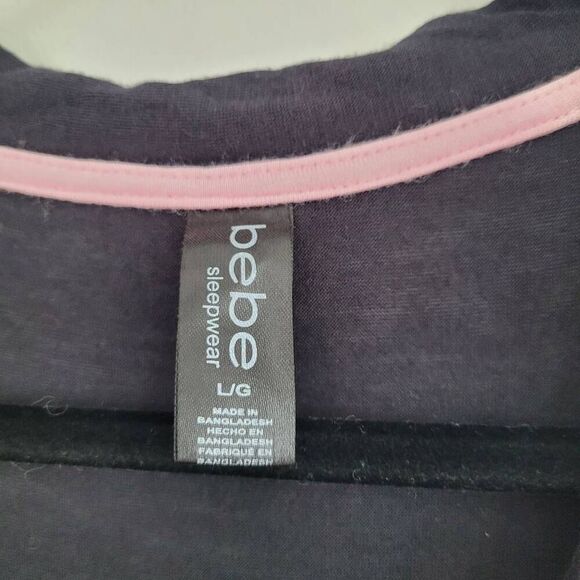 Bebe black & pink bedazzled button up pajama top super soft loungewear - Picture 3 of 8